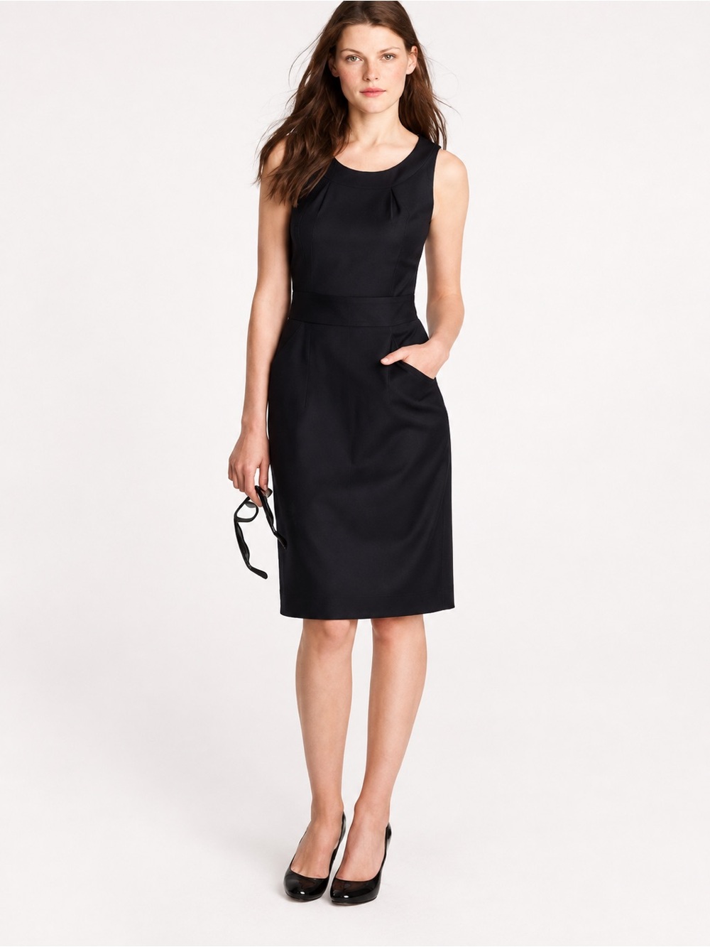 J. Crew Emmaleigh Black Super 120’s Wool Lined Sheath Dress with Pockets Size 4